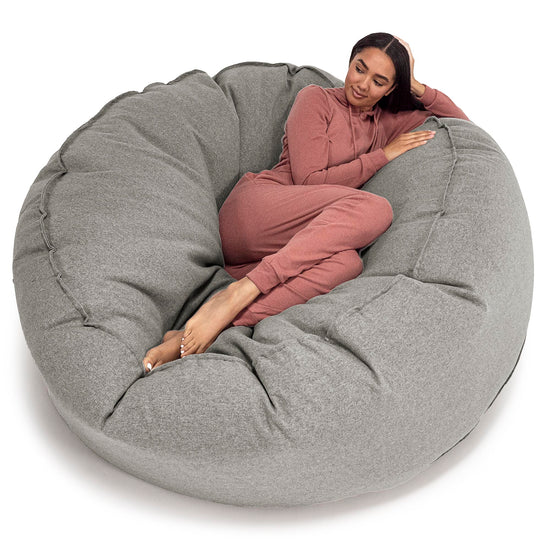 Sofa pufa XXL Mega Mammoth - Wełna Interalli Srebro 01
