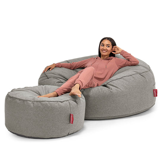 Sofa pufa XXL Mega Mammoth - Wełna Interalli Srebro 02