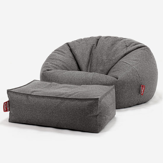 Klasyczna sofa pufa - Wełna Interalli Szarość 02
