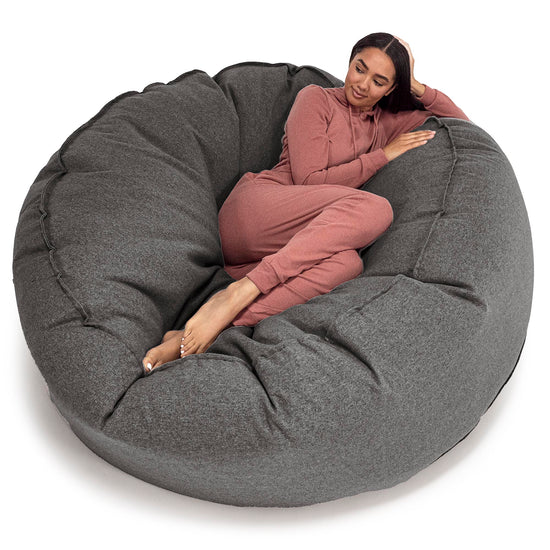 Sofa pufa XXL Mega Mammoth - Wełna Interalli Szarość 01