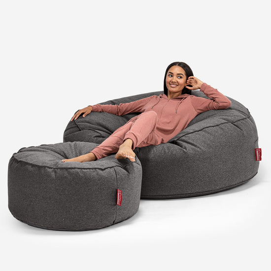 Sofa pufa XXL Mega Mammoth - Wełna Interalli Szarość 02