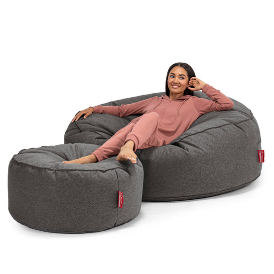 Sofa pufa XXL Mega Mammoth - Wełna Interalli Szarość 02