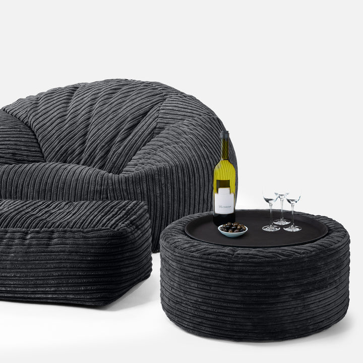 Klasyczna sofa pufa - Klasyczny sztruks Czerń 03