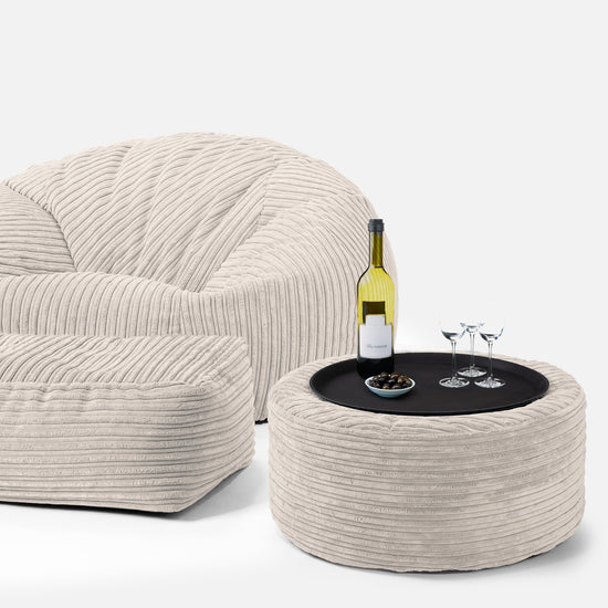 Klasyczna sofa pufa - Klasyczny sztruks Kość słoniowa 03