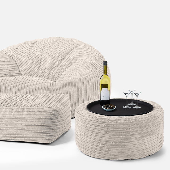 Klasyczna sofa pufa - Klasyczny sztruks Kość słoniowa 03