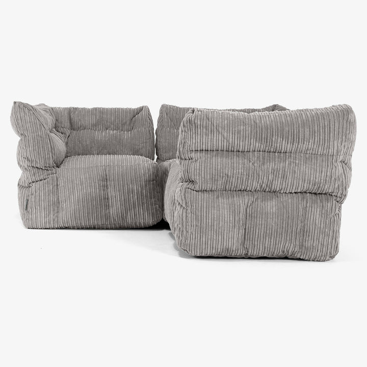 Sofa Modułowa Narożna 3-osobowa - Klasyczny sztruks Grafit szarość 02