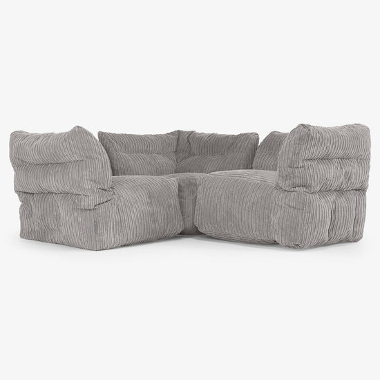 Sofa Modułowa Narożna 3-osobowa - Klasyczny sztruks Grafit szarość 01