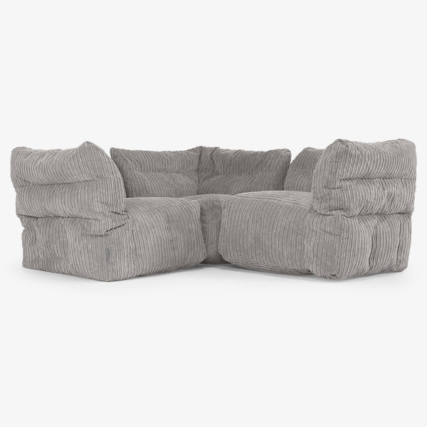Sofa Modułowa Narożna 3-osobowa - Klasyczny sztruks Grafit szarość 01