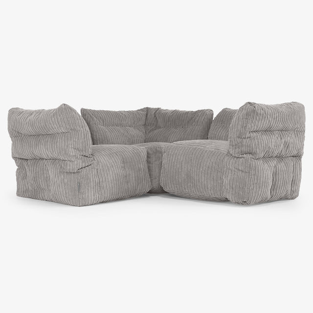 Sofa Modułowa Narożna 3-osobowa - Klasyczny sztruks Grafit szarość 01