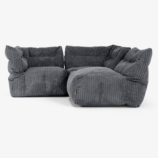 Sofa Modułowa 3-osobowa - Klasyczny sztruks Czerń 04