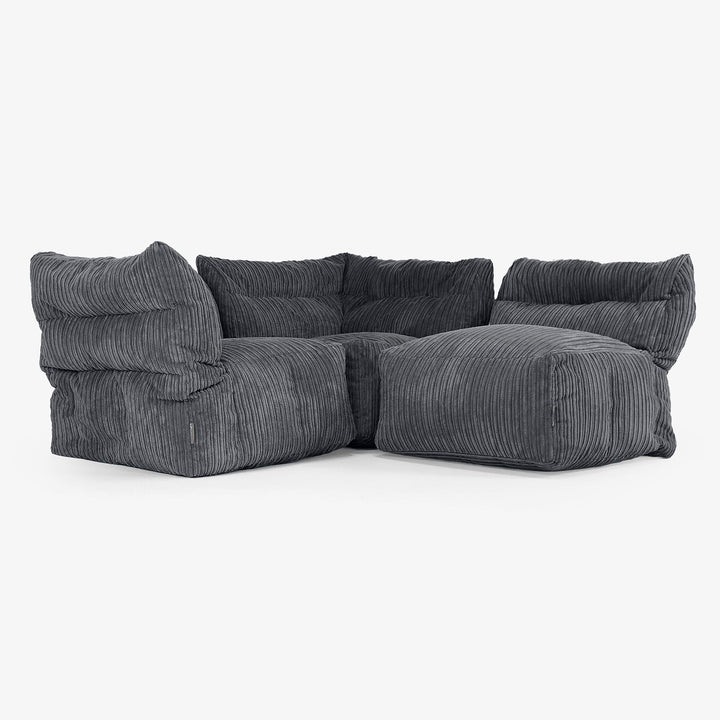 Sofa Modułowa 3-osobowa - Klasyczny sztruks Czerń 03