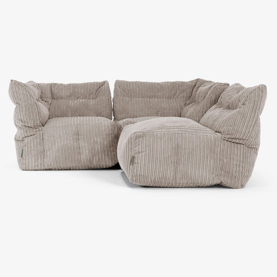 Sofa Modułowa 3-osobowa - Klasyczny sztruks Beżowa szarość 04