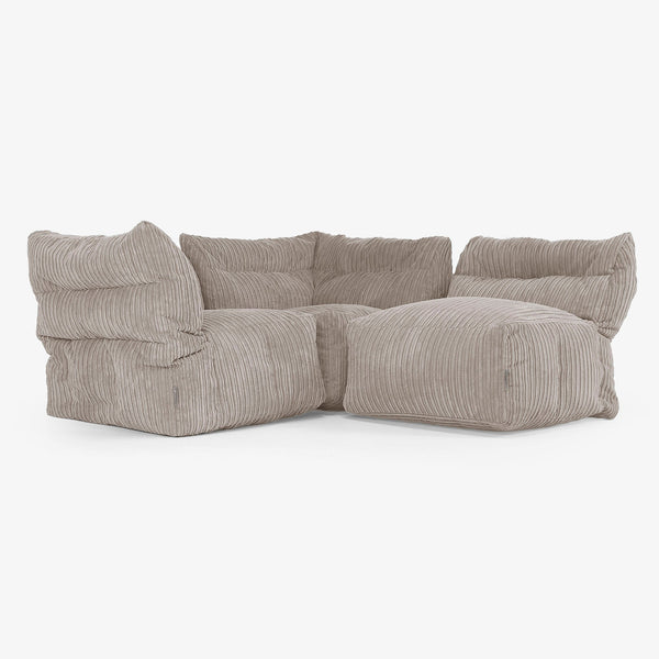 Sofa Modułowa 3-osobowa - Klasyczny sztruks Beżowa szarość 01