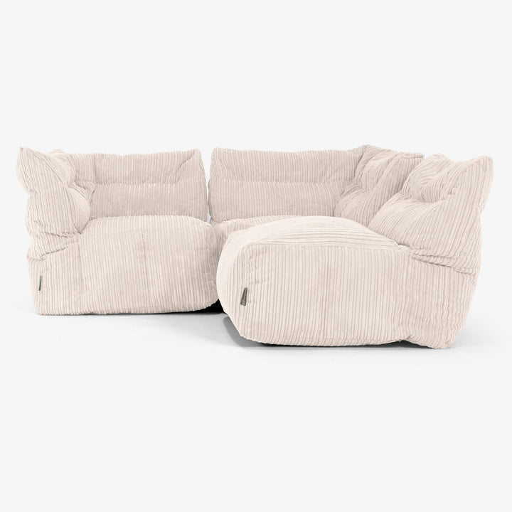 Sofa Modułowa 3-osobowa - Klasyczny sztruks Kość słoniowa 04