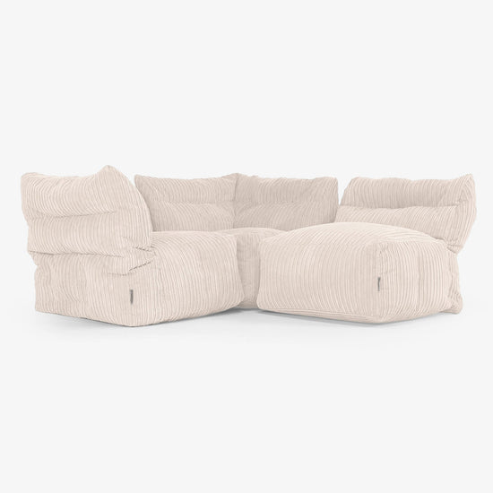 Sofa Modułowa 3-osobowa - Klasyczny sztruks Kość słoniowa 03