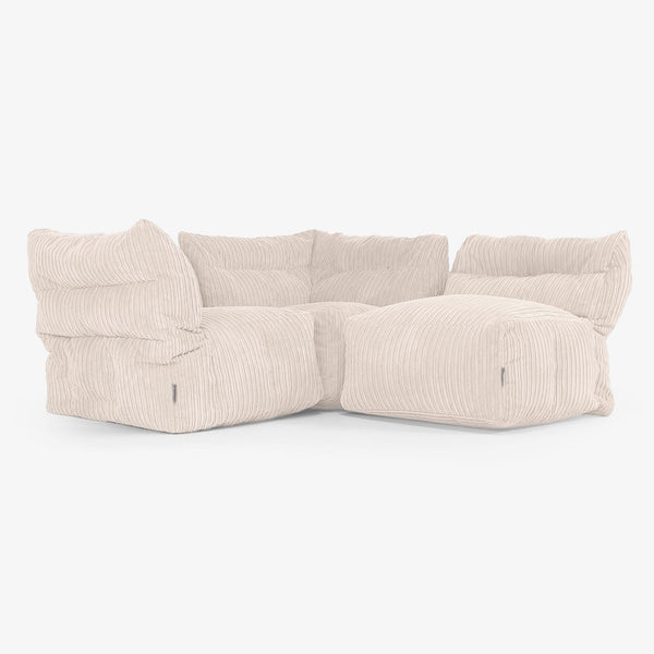 Sofa Modułowa 3-osobowa - Klasyczny sztruks Kość słoniowa 01