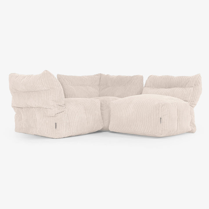 Sofa Modułowa 3-osobowa - Klasyczny sztruks Kość słoniowa 03