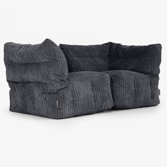 Sofa Modułowa 2-osobowa - Klasyczny sztruks Czerń 02