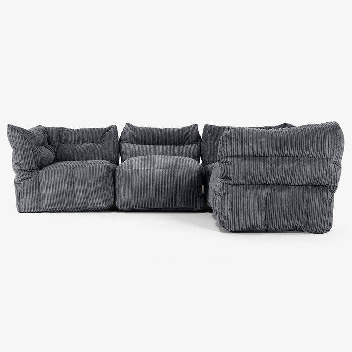 Sofa Modułowa Narożna 4-osobowa - Klasyczny sztruks Czerń 02