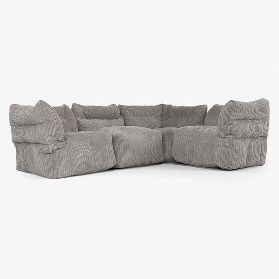 Sofa Modułowa Narożna 4-osobowa - Klasyczny sztruks Grafit szarość 01