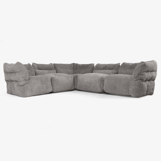 Sofa Modułowa Narożna 5-osobowa - Klasyczny sztruks Grafit szarość 01