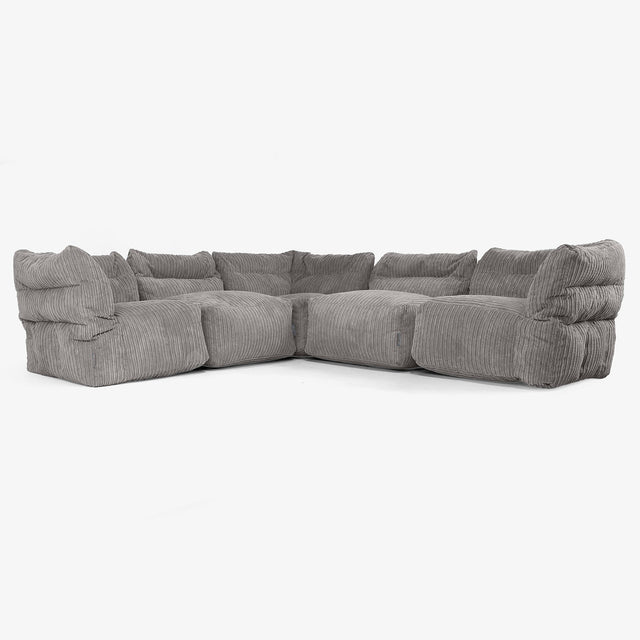 Sofa Modułowa Narożna 5-osobowa - Klasyczny sztruks Grafit szarość 01