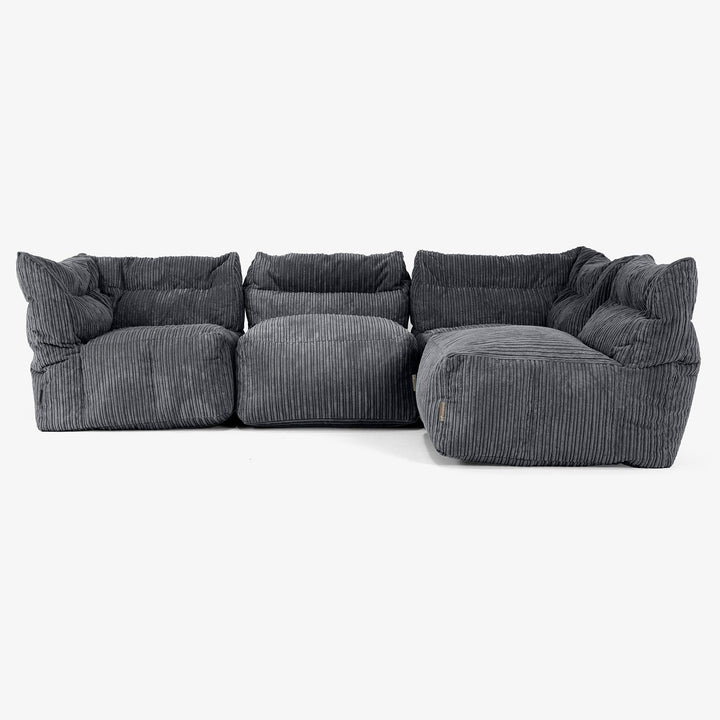 Sofa Modułowa 4-osobowa - Klasyczny sztruks Czerń 03