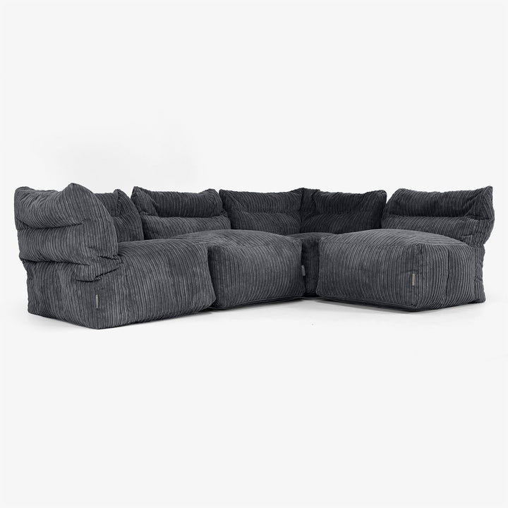 Sofa Modułowa 4-osobowa - Klasyczny sztruks Czerń 04