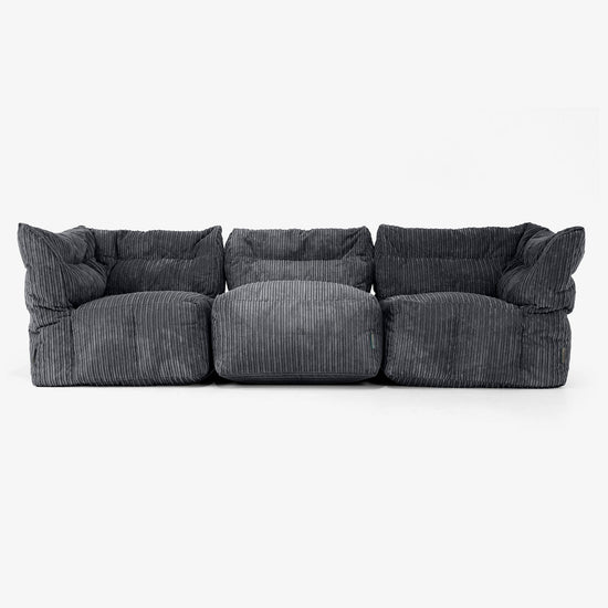 Sofa Modułowa 3-osobowa - Klasyczny sztruks Czerń 01