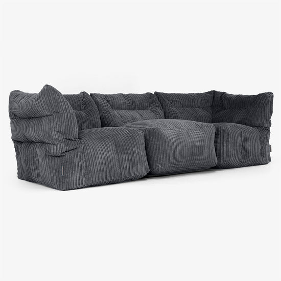 Sofa Modułowa 3-osobowa - Klasyczny sztruks Czerń 02