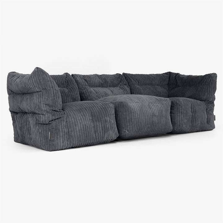 Sofa Modułowa 3-osobowa - Klasyczny sztruks Czerń 02