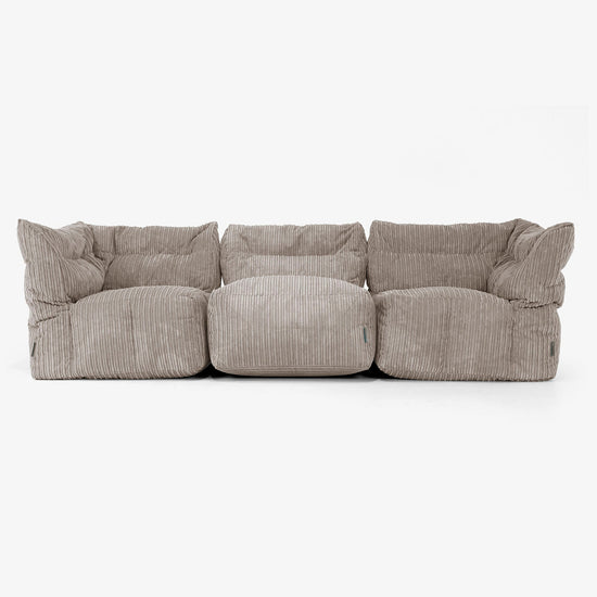Sofa Modułowa 3-osobowa - Klasyczny sztruks Beżowa szarość 01
