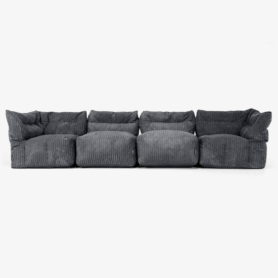 Sofa Modułowa 4-osobowa - Klasyczny sztruks Czerń 01