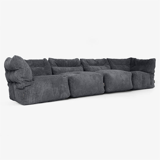 Sofa Modułowa 4-osobowa - Klasyczny sztruks Czerń 02