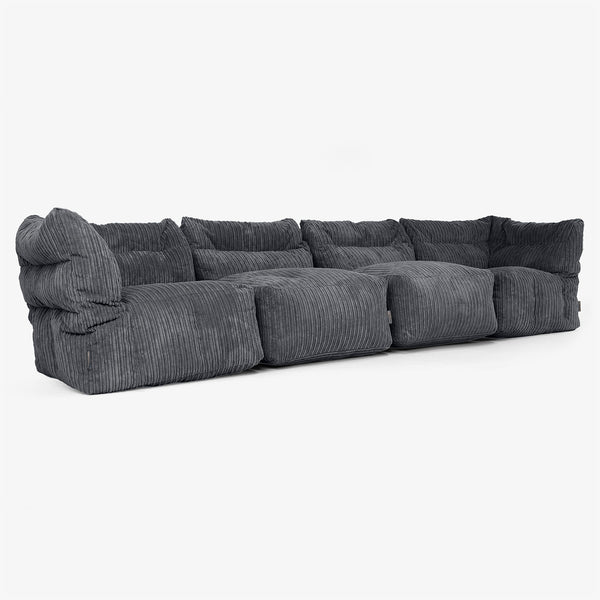 Sofa Modułowa 4-osobowa - Klasyczny sztruks Czerń 01