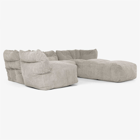 Sofa Modułowa 4-osobowa z Szezlongiem - Klasyczny sztruks Mysi 04