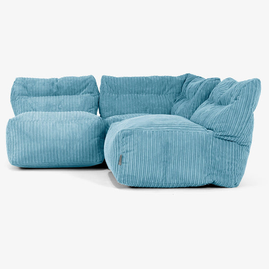 Sofa Modułowa 3-osobowa bez Podłokietników - Klasyczny sztruks Morski błękit 02