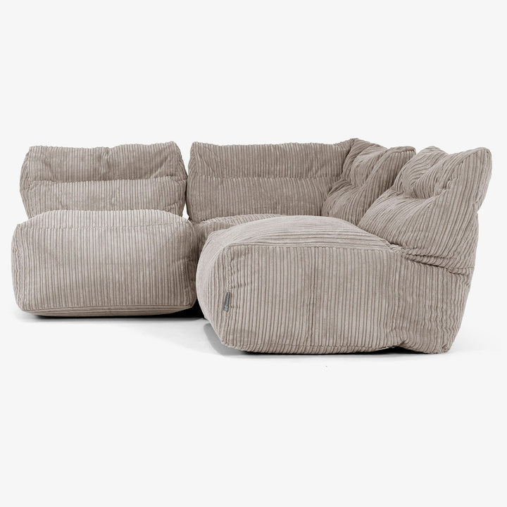 Sofa Modułowa 3-osobowa bez Podłokietników - Klasyczny sztruks Beżowa szarość 02