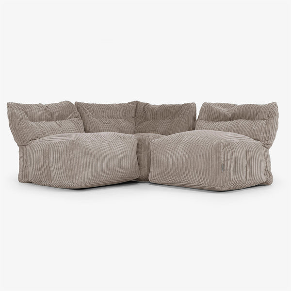 Sofa Modułowa 3-osobowa bez Podłokietników - Klasyczny sztruks Beżowa szarość 01