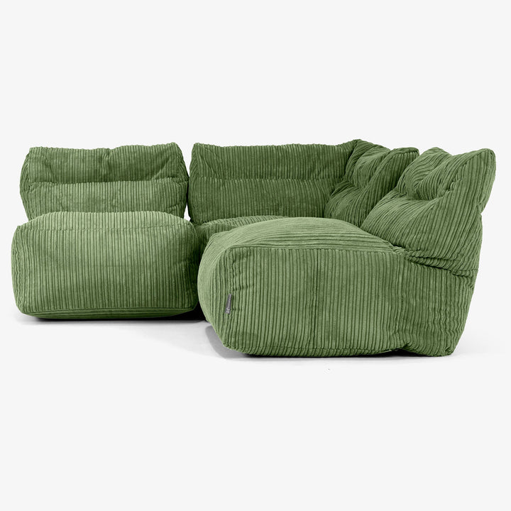 Sofa Modułowa 3-osobowa bez Podłokietników - Klasyczny sztruks Leśna zieleń 02