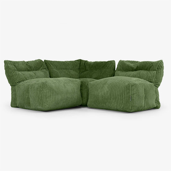 Sofa Modułowa 3-osobowa bez Podłokietników - Klasyczny sztruks Leśna zieleń 01