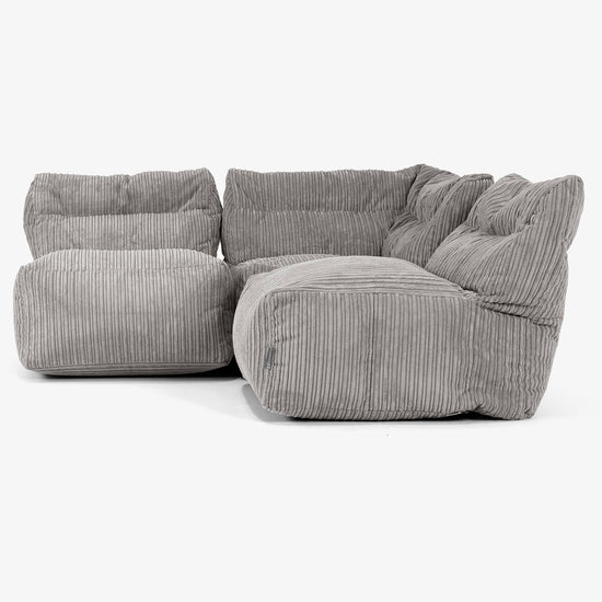 Sofa Modułowa 3-osobowa bez Podłokietników - Klasyczny sztruks Grafit szarość 02