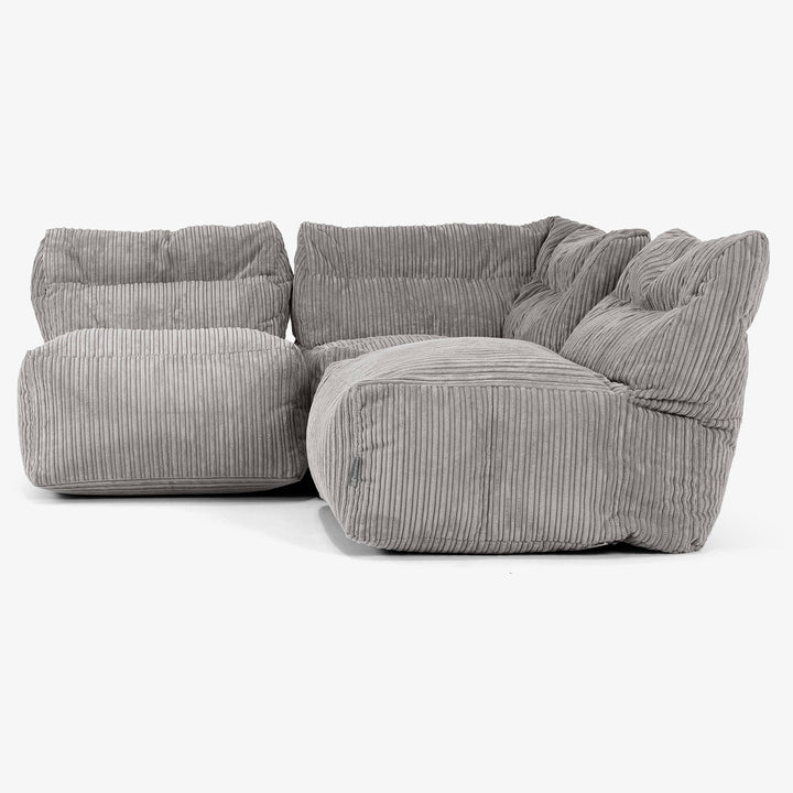 Sofa Modułowa 3-osobowa bez Podłokietników - Klasyczny sztruks Grafit szarość 02