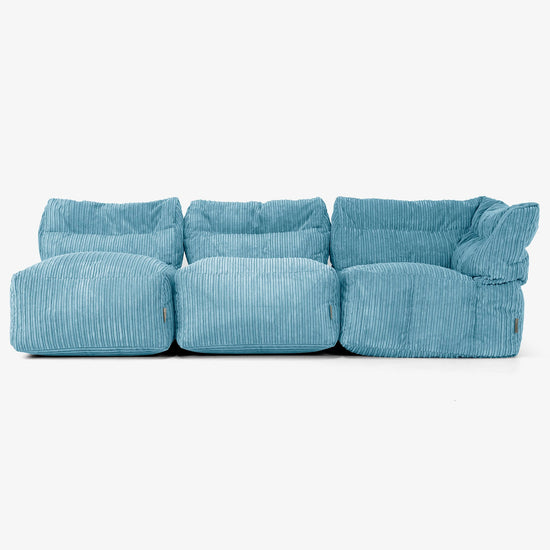 Sofa Modułowa 3-osobowa bez Podłokietników - Klasyczny sztruks Morski błękit 04