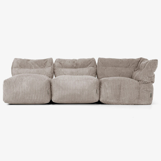 Sofa Modułowa 3-osobowa bez Podłokietników - Klasyczny sztruks Beżowa szarość 04