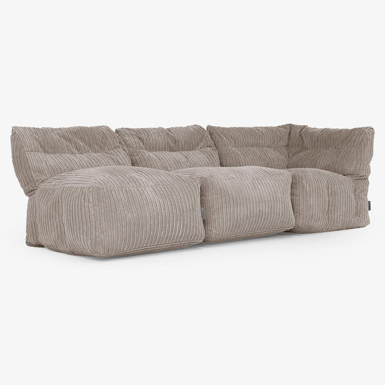Sofa Modułowa 3-osobowa bez Podłokietników - Klasyczny sztruks Beżowa szarość 03