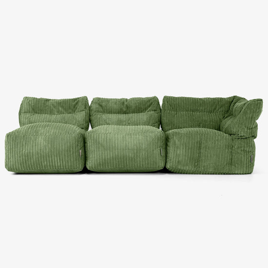 Sofa Modułowa 3-osobowa bez Podłokietników - Klasyczny sztruks Leśna zieleń 04