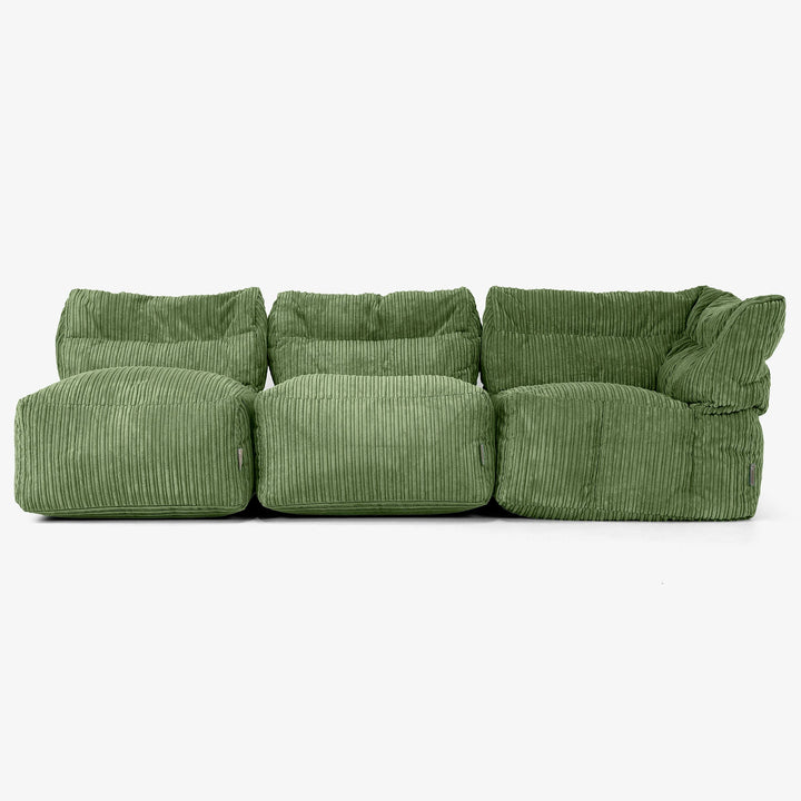 Sofa Modułowa 3-osobowa bez Podłokietników - Klasyczny sztruks Leśna zieleń 04