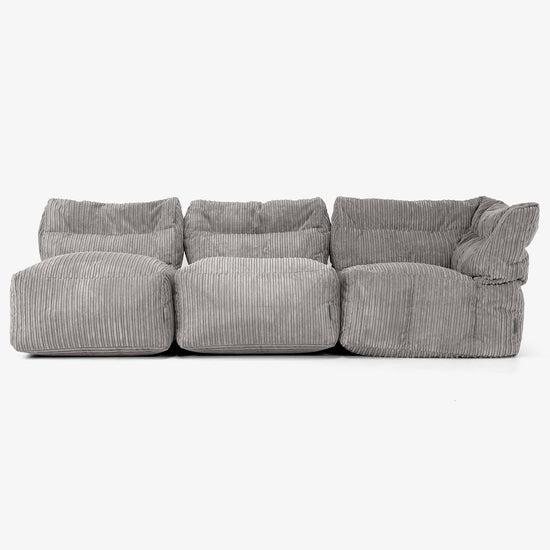 Sofa Modułowa 3-osobowa bez Podłokietników - Klasyczny sztruks Grafit szarość 04