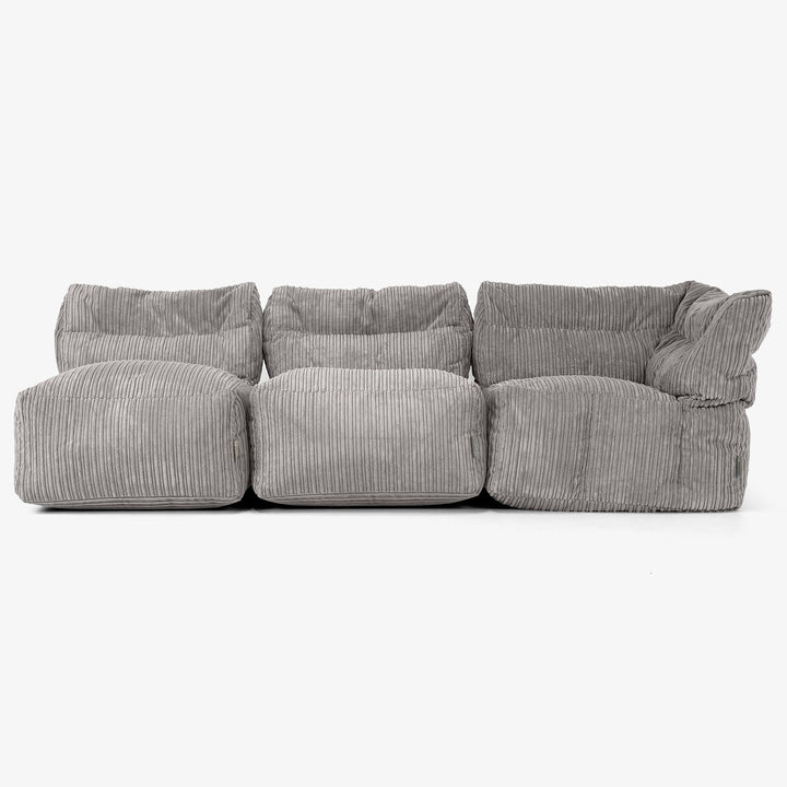 Sofa Modułowa 3-osobowa bez Podłokietników - Klasyczny sztruks Grafit szarość 04